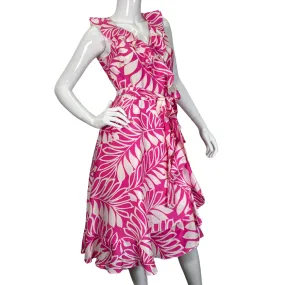 Kate Spade Vibrant Pink Tropical Leaf Wrap Dress