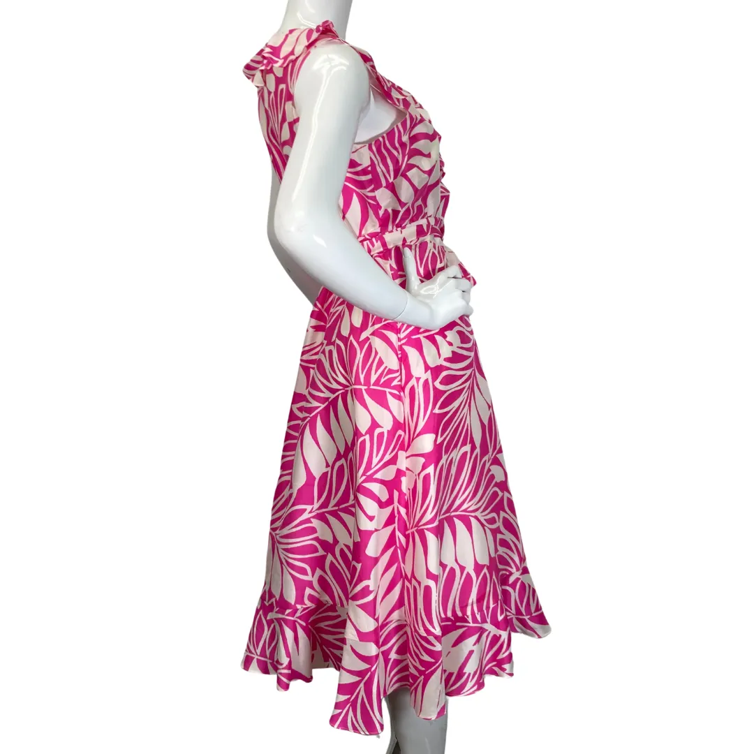 Kate Spade Vibrant Pink Tropical Leaf Wrap Dress