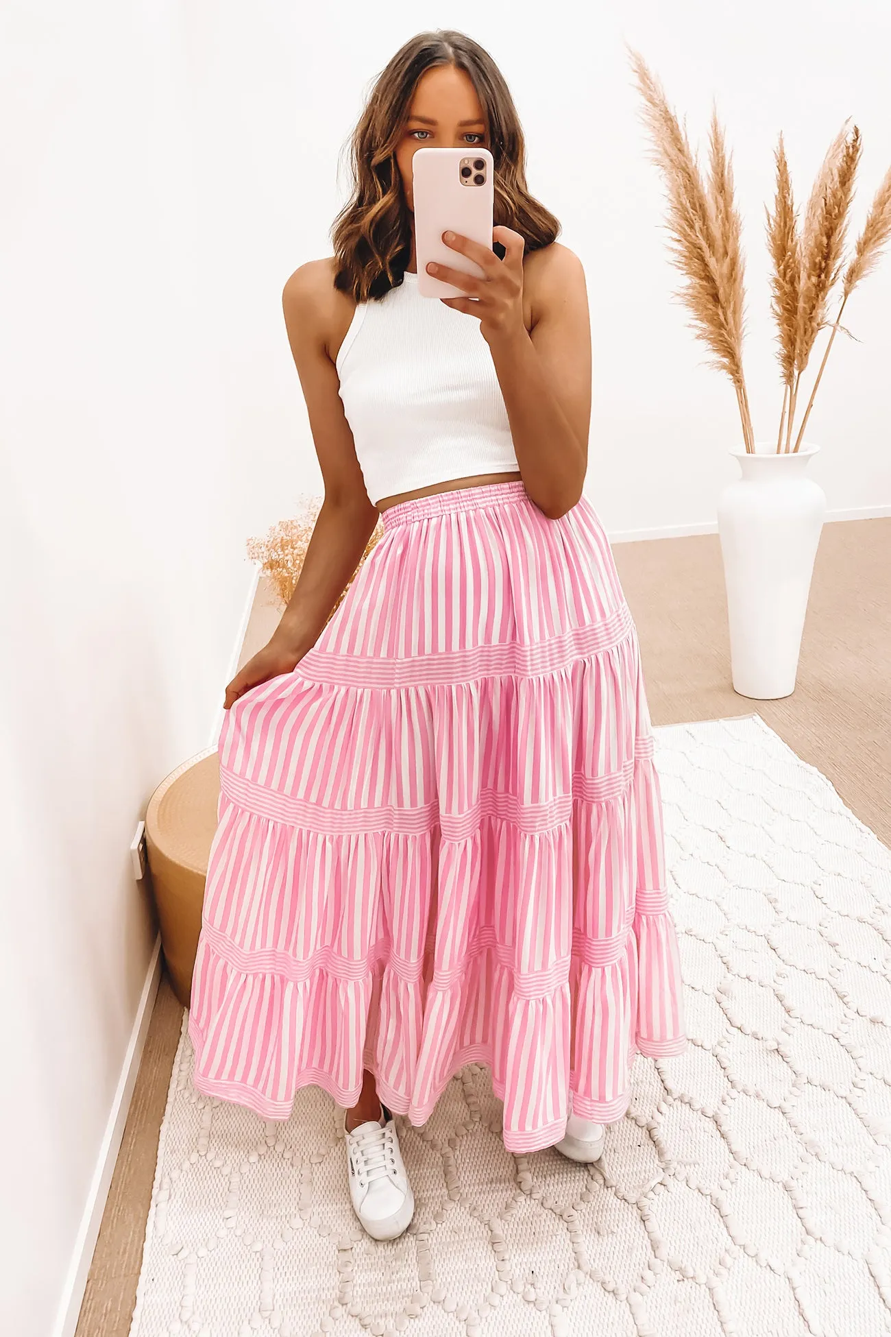 Keegan Maxi Skirt Pink Stripe