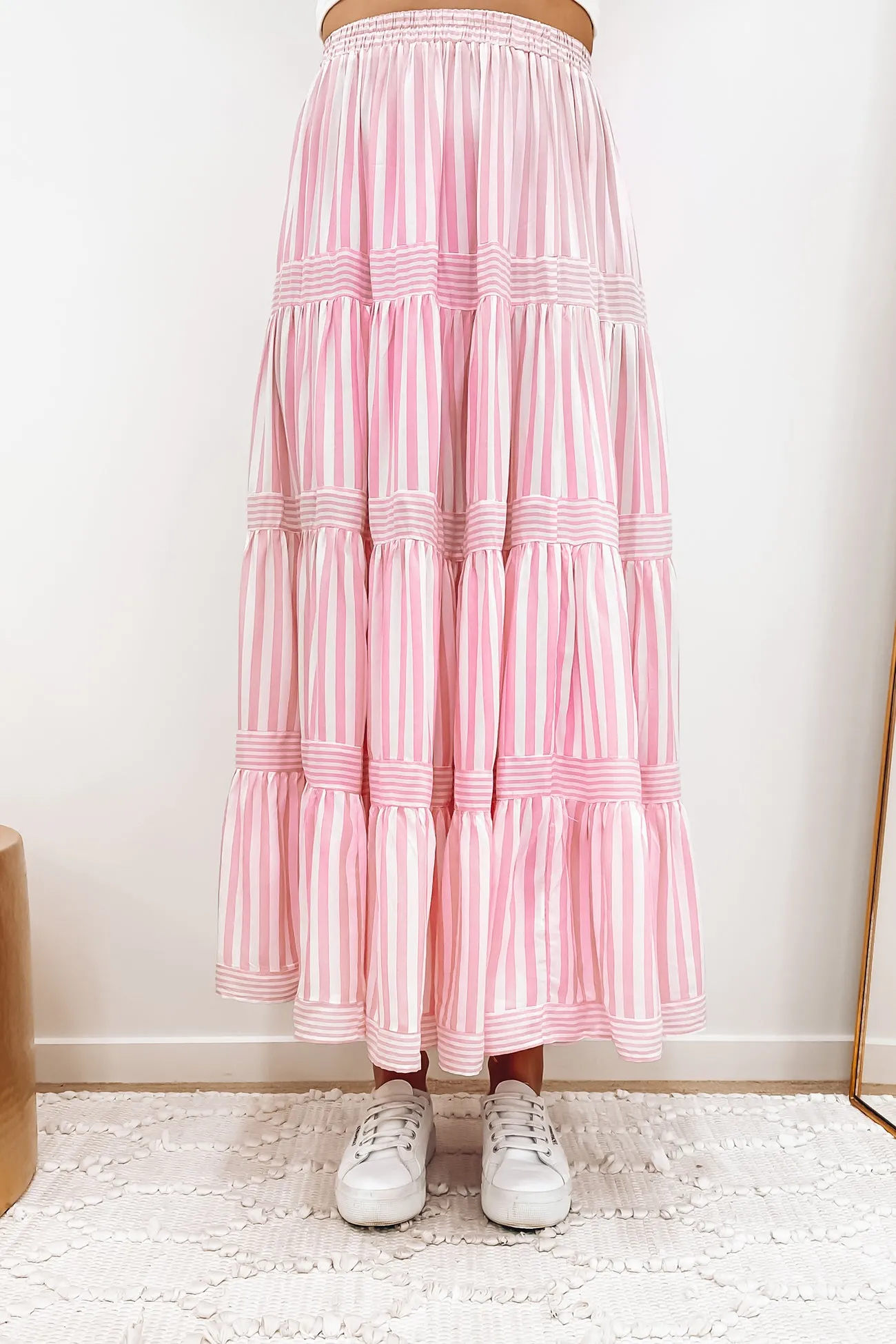 Keegan Maxi Skirt Pink Stripe