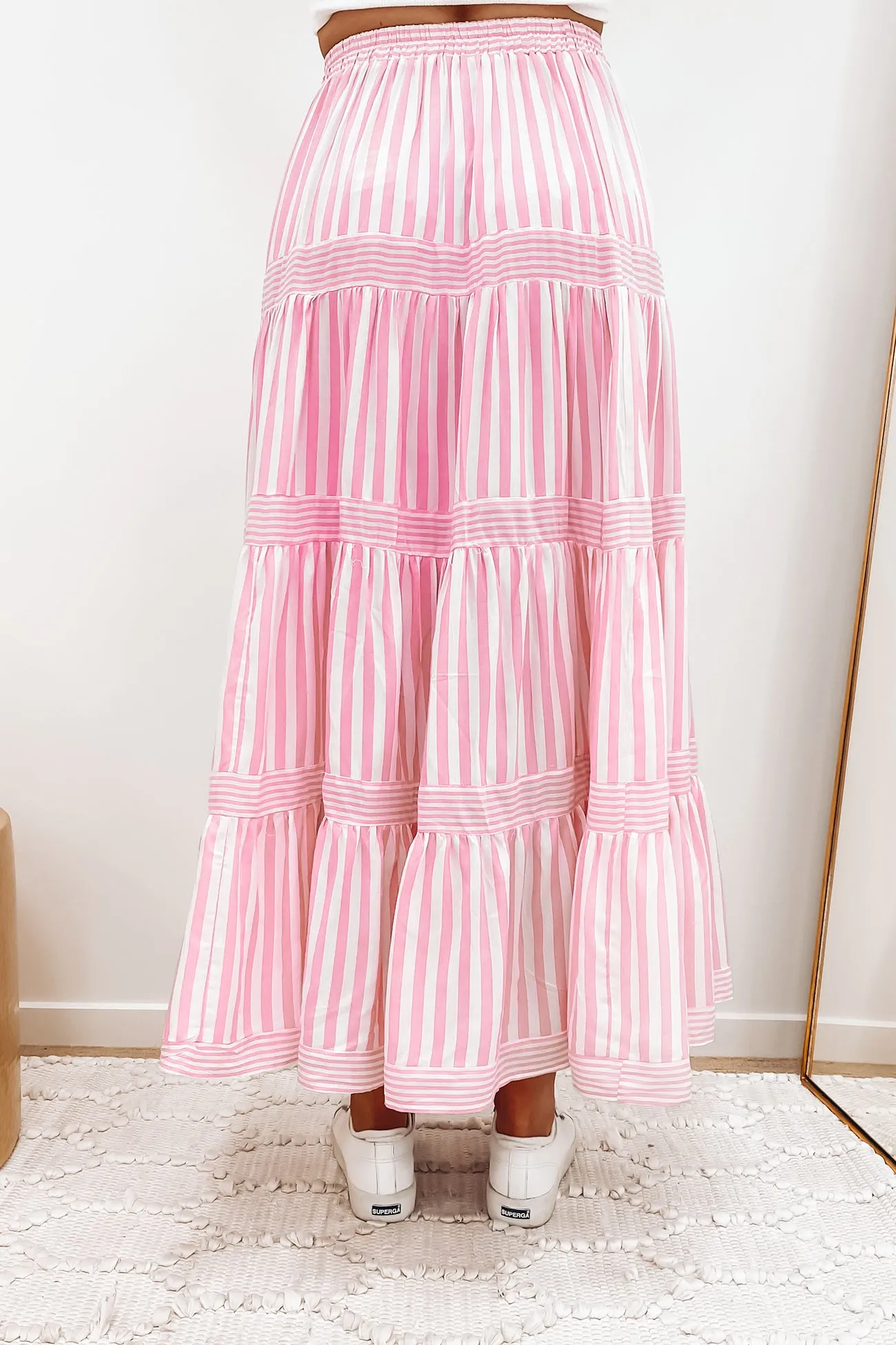 Keegan Maxi Skirt Pink Stripe