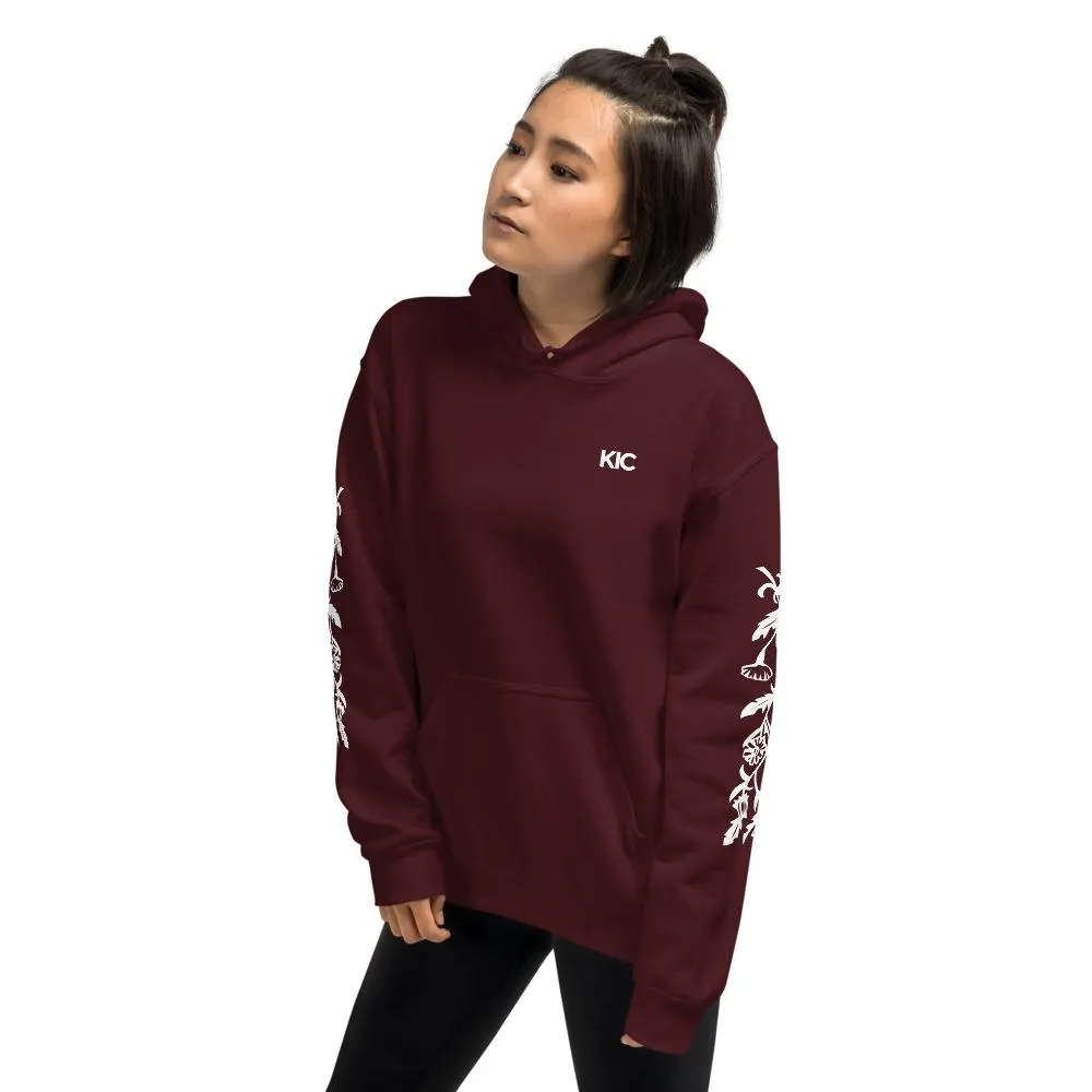 KIC Lifestyle Floral Hoodie in Maroon