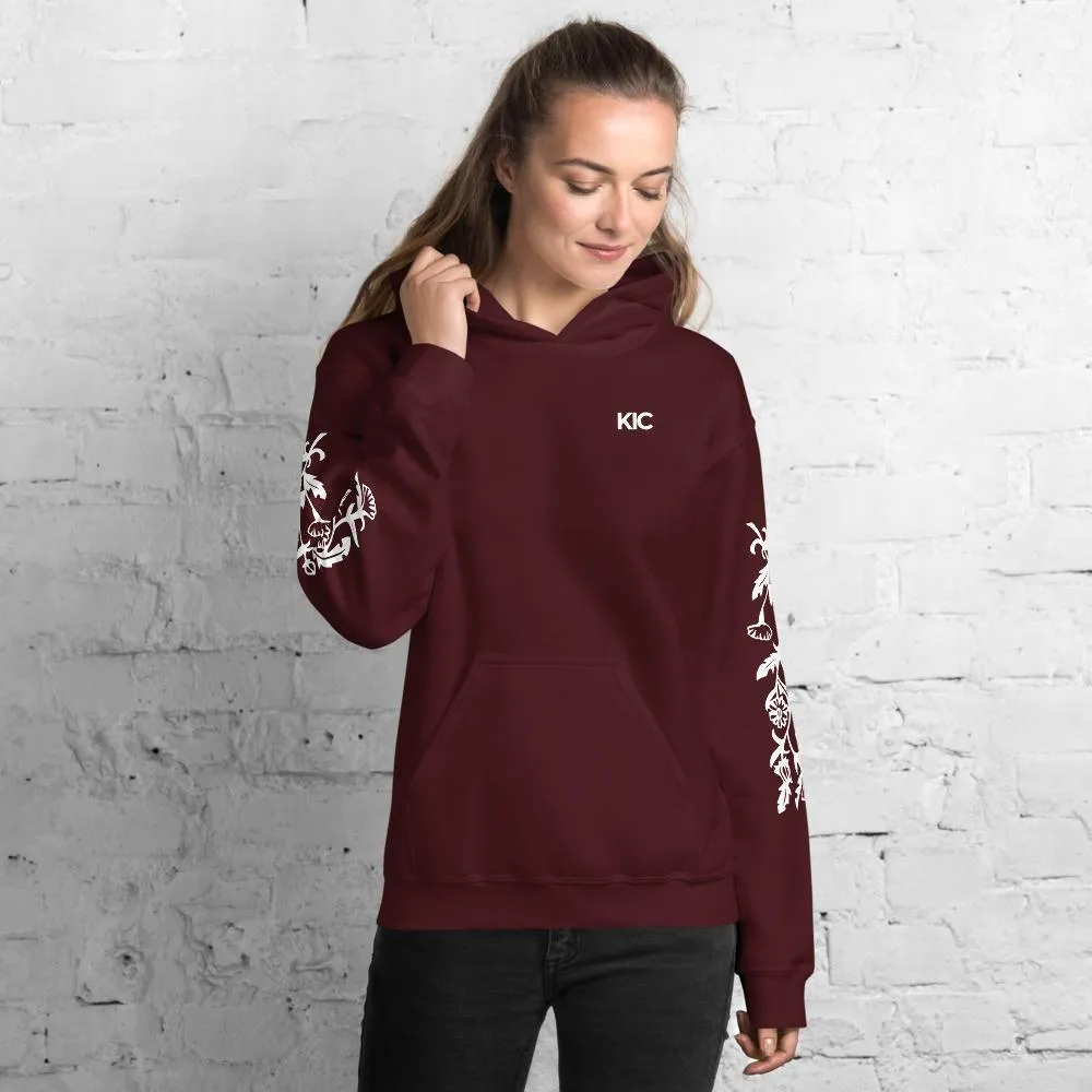 KIC Lifestyle Floral Hoodie in Maroon