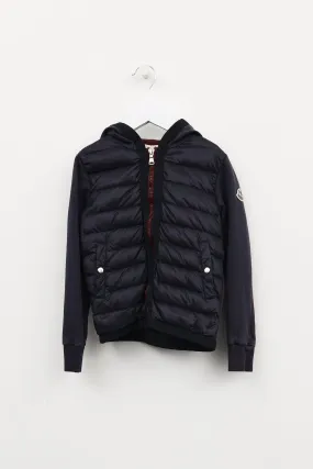 Kids Navy & Burgundy Puffer Zip Hoodie