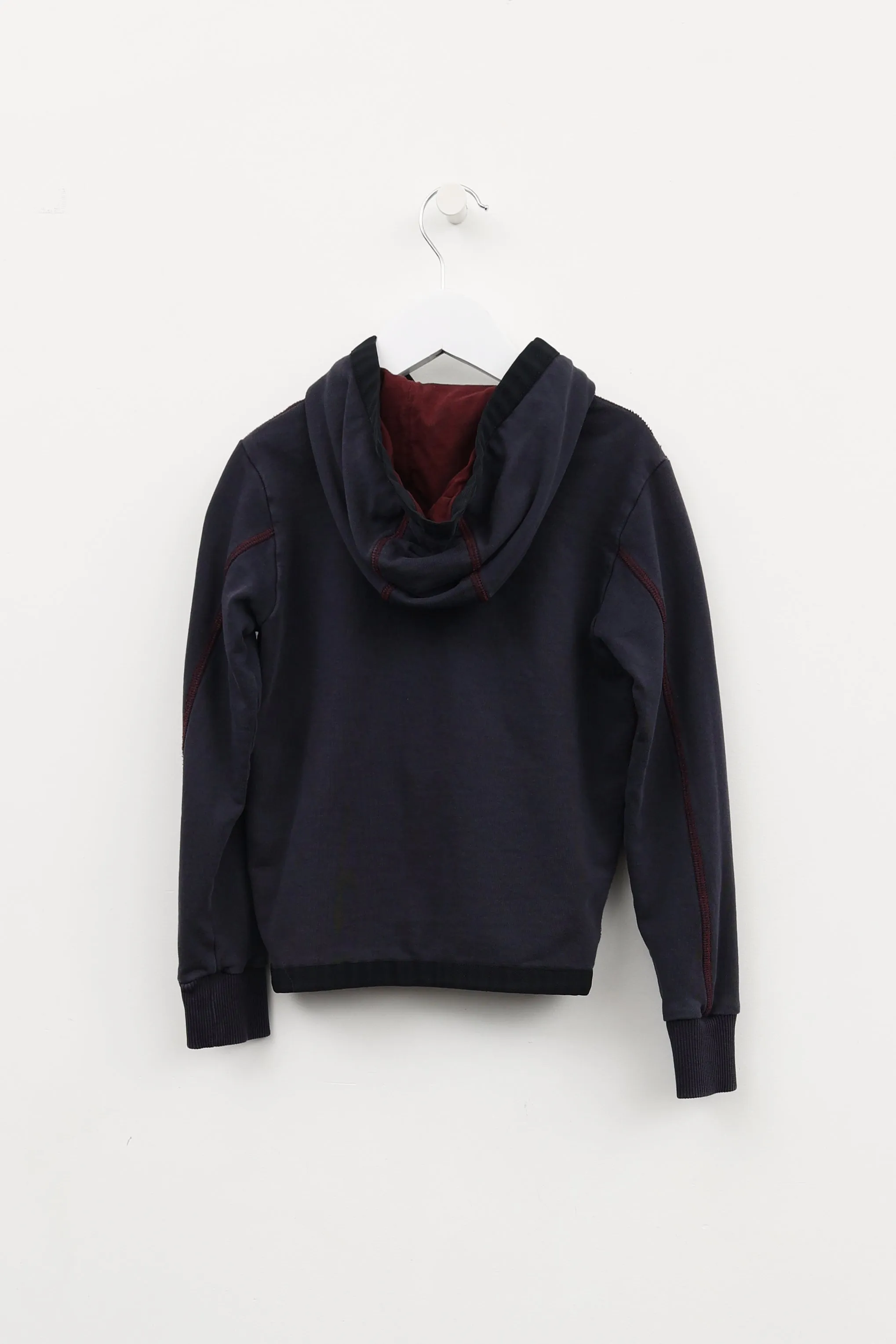 Kids Navy & Burgundy Puffer Zip Hoodie