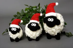 Knitted Sheep Collectable with Santa hat