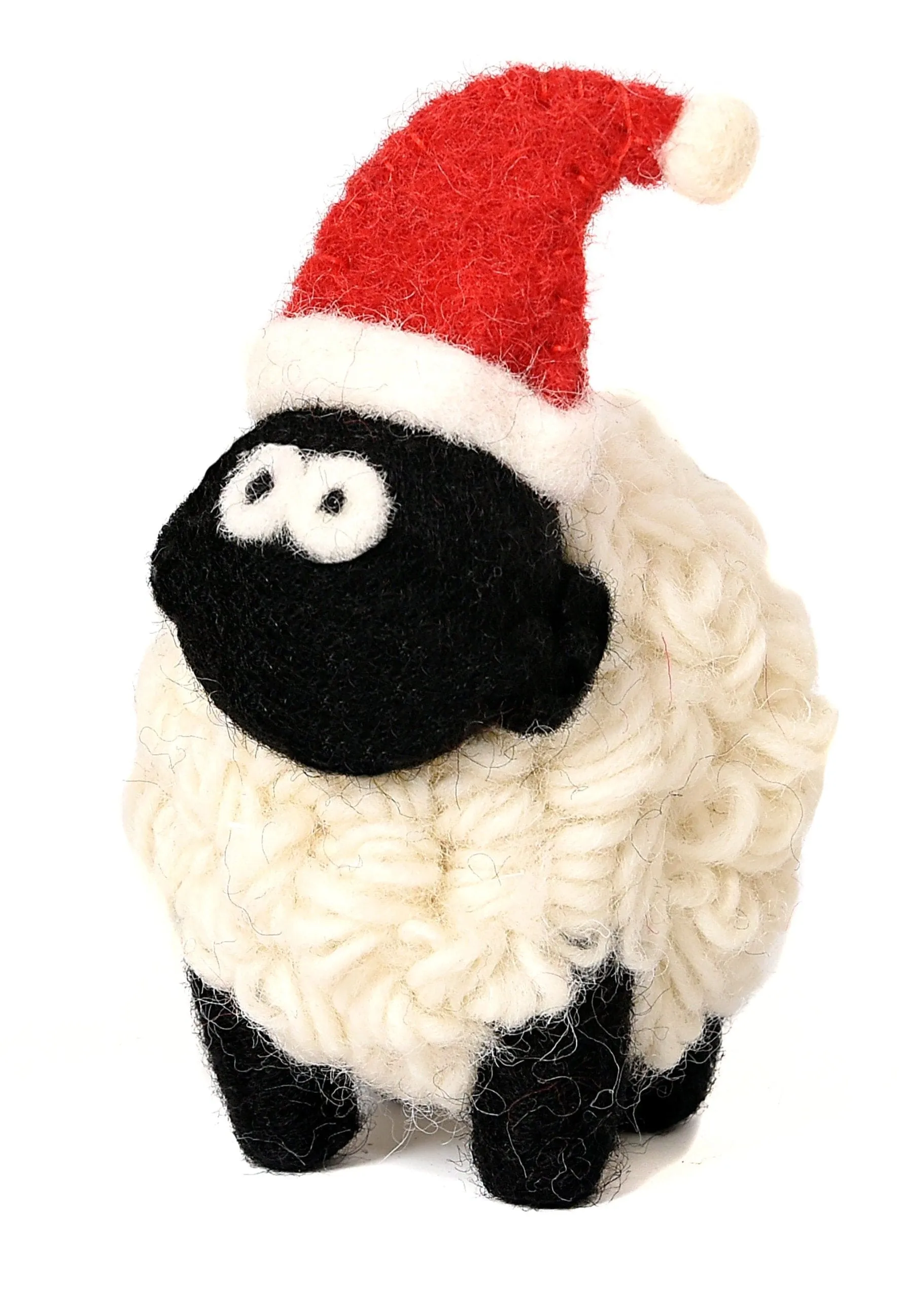 Knitted Sheep Collectable with Santa hat