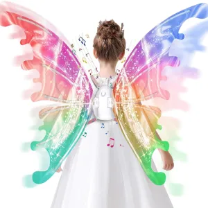 LED Butterfly Wings Costume for Girls - Light Up Princess Cosplay Perfect for Christmas, Festivals, and Birthday Parties.