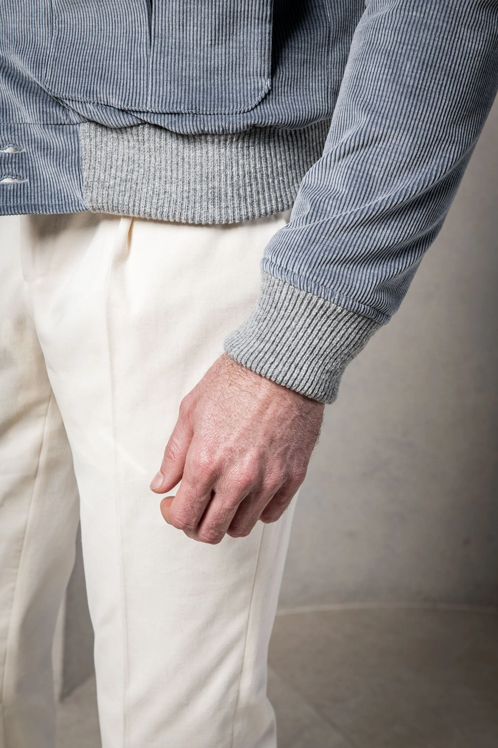 Light blue corduroy bomber jacket – Made in Italy