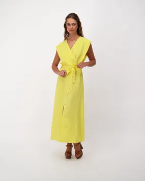 Linen Cross Over Wrap Dress