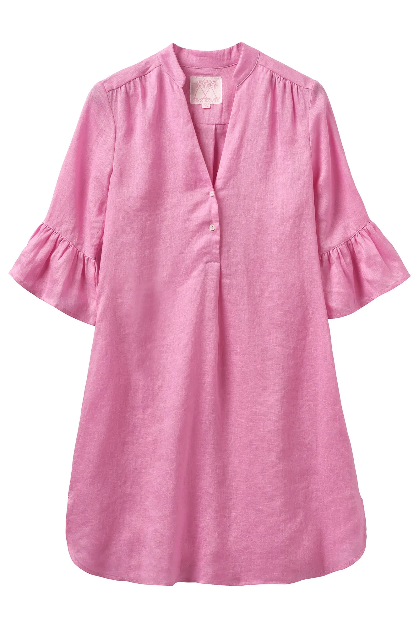 Linen Decima Dress Gathered Sleeves