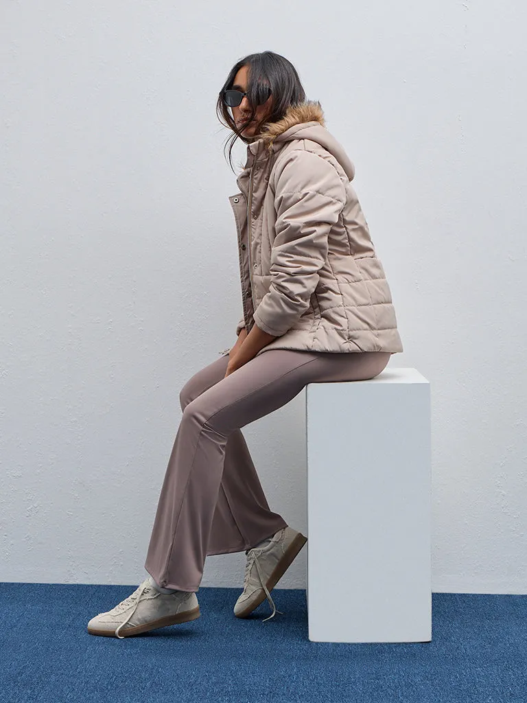 LOV Beige Quilted Puffer Jacket