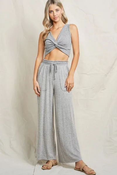 Maronie Grey Lounge Wide Leg Pants