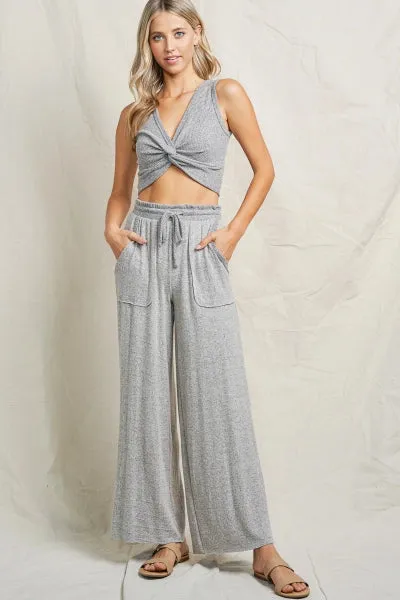 Maronie Grey Lounge Wide Leg Pants