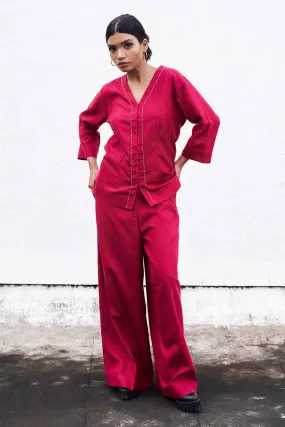 Maroon Vest Top & Pant Co-Ord Set