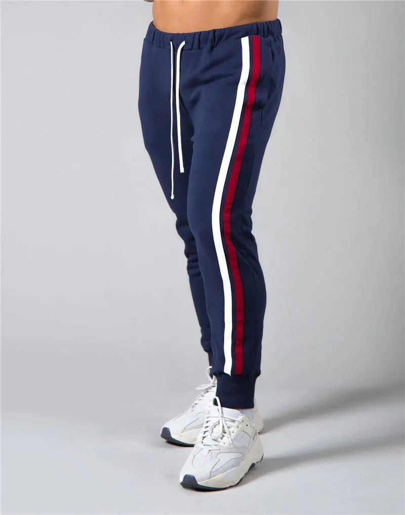 Men's Brand Casual Joggers Sweatpants Gym Running Pants Mens Fitness Bodybuilding Men Jogging Pants Zipper cotton Mix Sweatpants