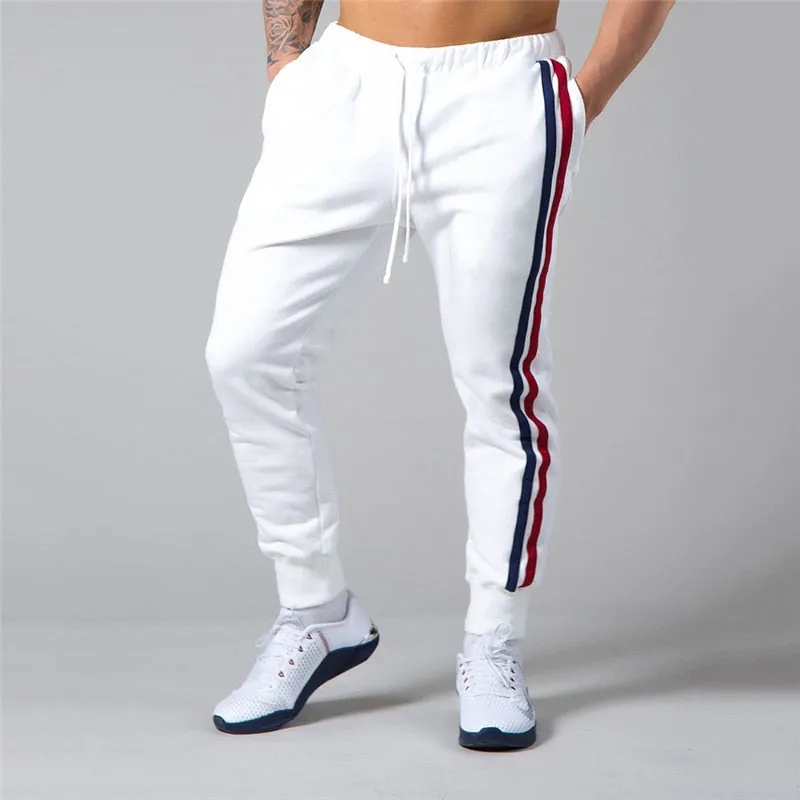 Men's Brand Casual Joggers Sweatpants Gym Running Pants Mens Fitness Bodybuilding Men Jogging Pants Zipper cotton Mix Sweatpants