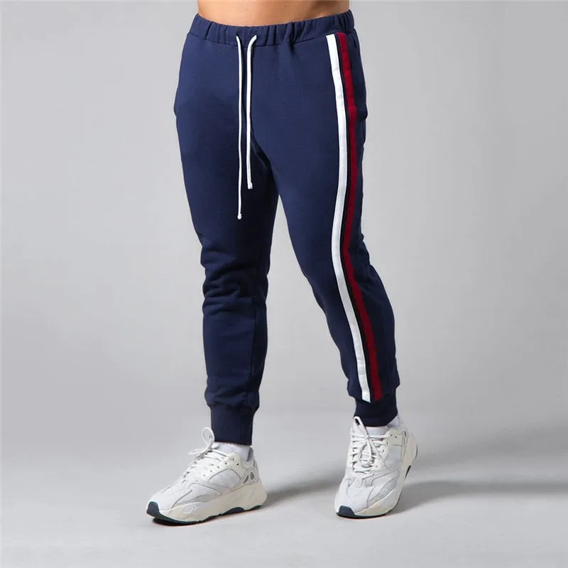 Men's Brand Casual Joggers Sweatpants Gym Running Pants Mens Fitness Bodybuilding Men Jogging Pants Zipper cotton Mix Sweatpants