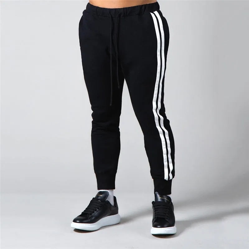 Men's Brand Casual Joggers Sweatpants Gym Running Pants Mens Fitness Bodybuilding Men Jogging Pants Zipper cotton Mix Sweatpants