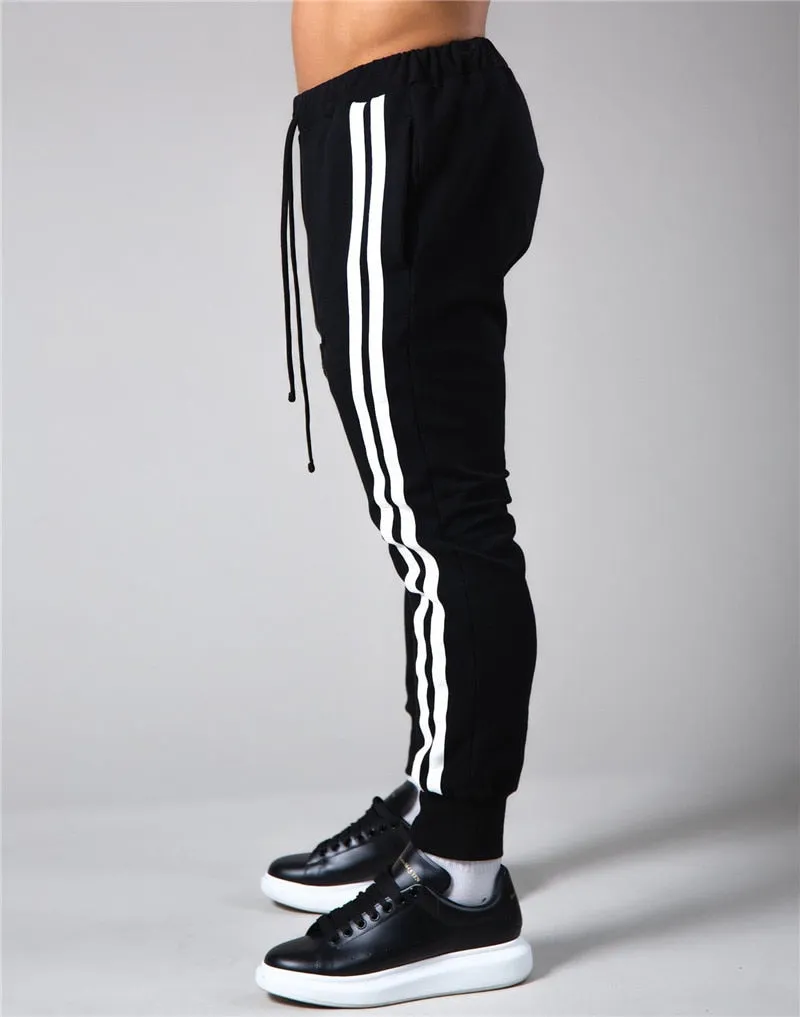 Men's Brand Casual Joggers Sweatpants Gym Running Pants Mens Fitness Bodybuilding Men Jogging Pants Zipper cotton Mix Sweatpants