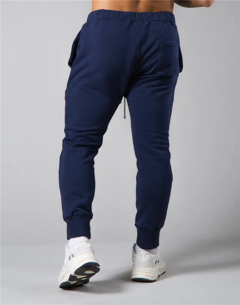 Men's Brand Casual Joggers Sweatpants Gym Running Pants Mens Fitness Bodybuilding Men Jogging Pants Zipper cotton Mix Sweatpants