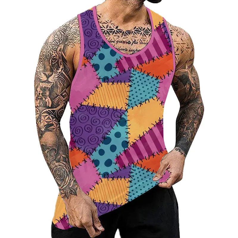 Men's Pattern Stitching Muscle Fit Tank 64287912YY