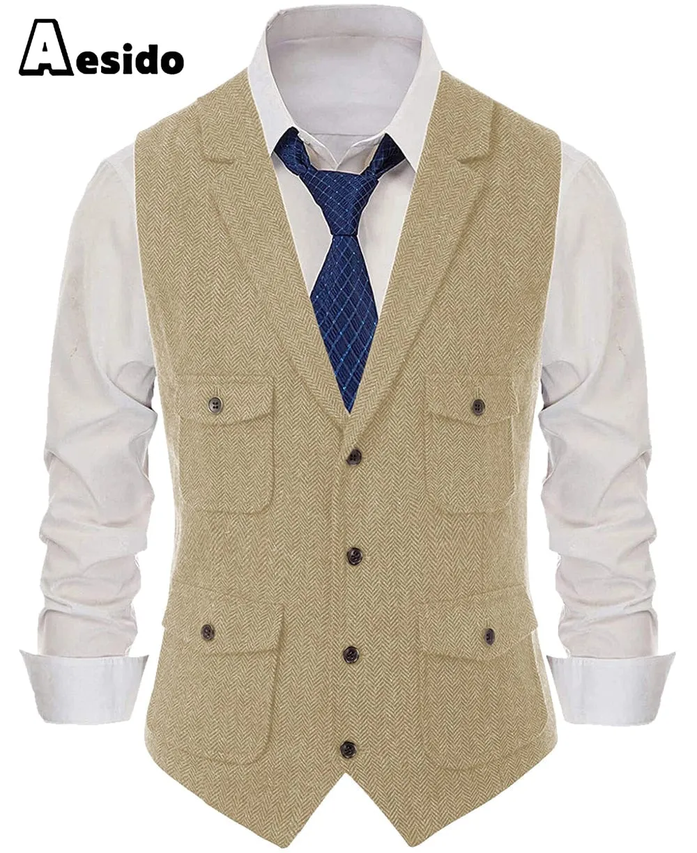 Men's Single Breasted Notch Lapel Waistcoat