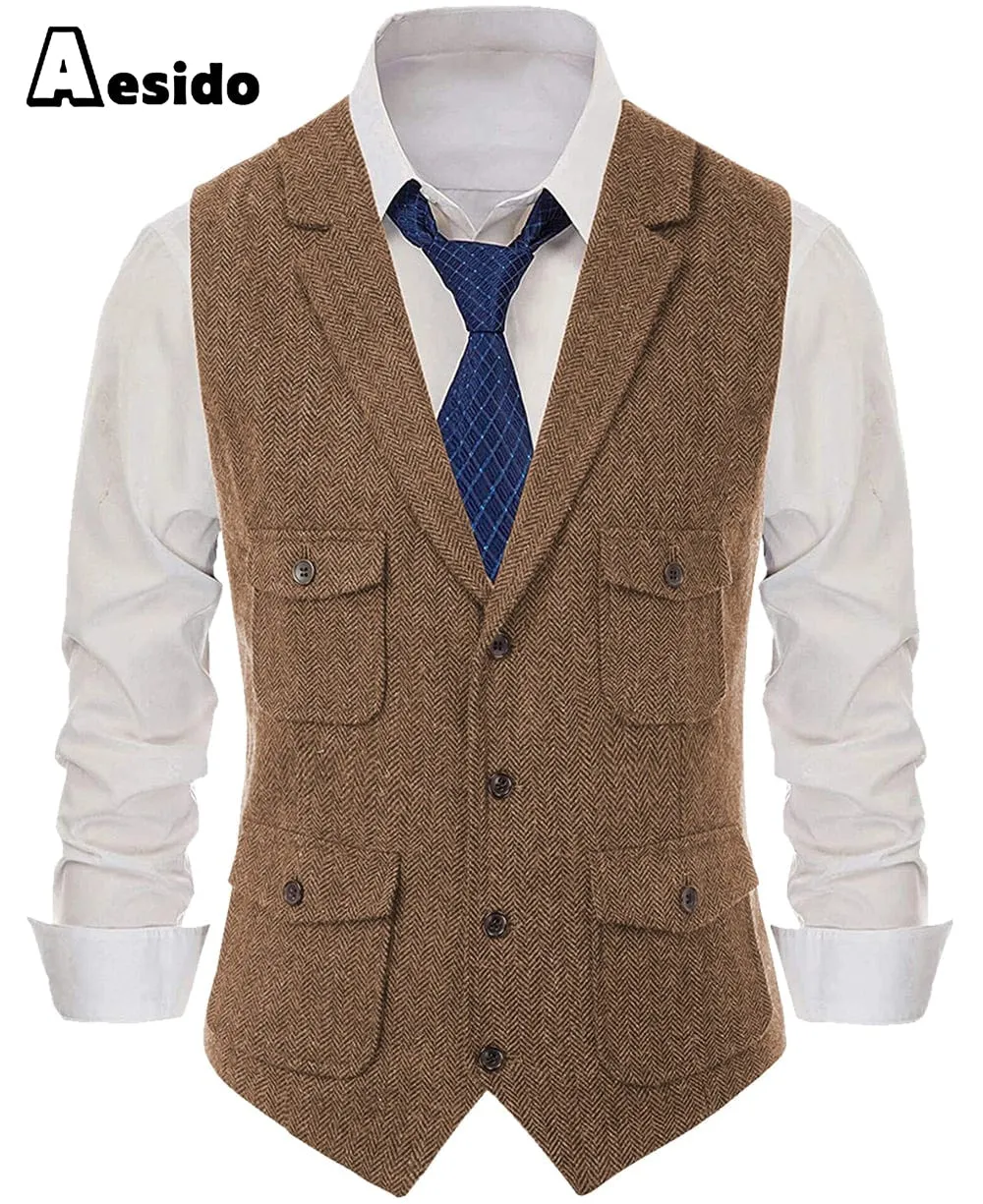 Men's Single Breasted Notch Lapel Waistcoat