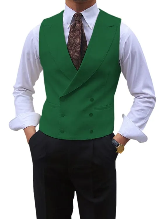 Men's Sleeveless Suit Vest Solid Color Double Breasted Slim Lapel Business Wedding Vest