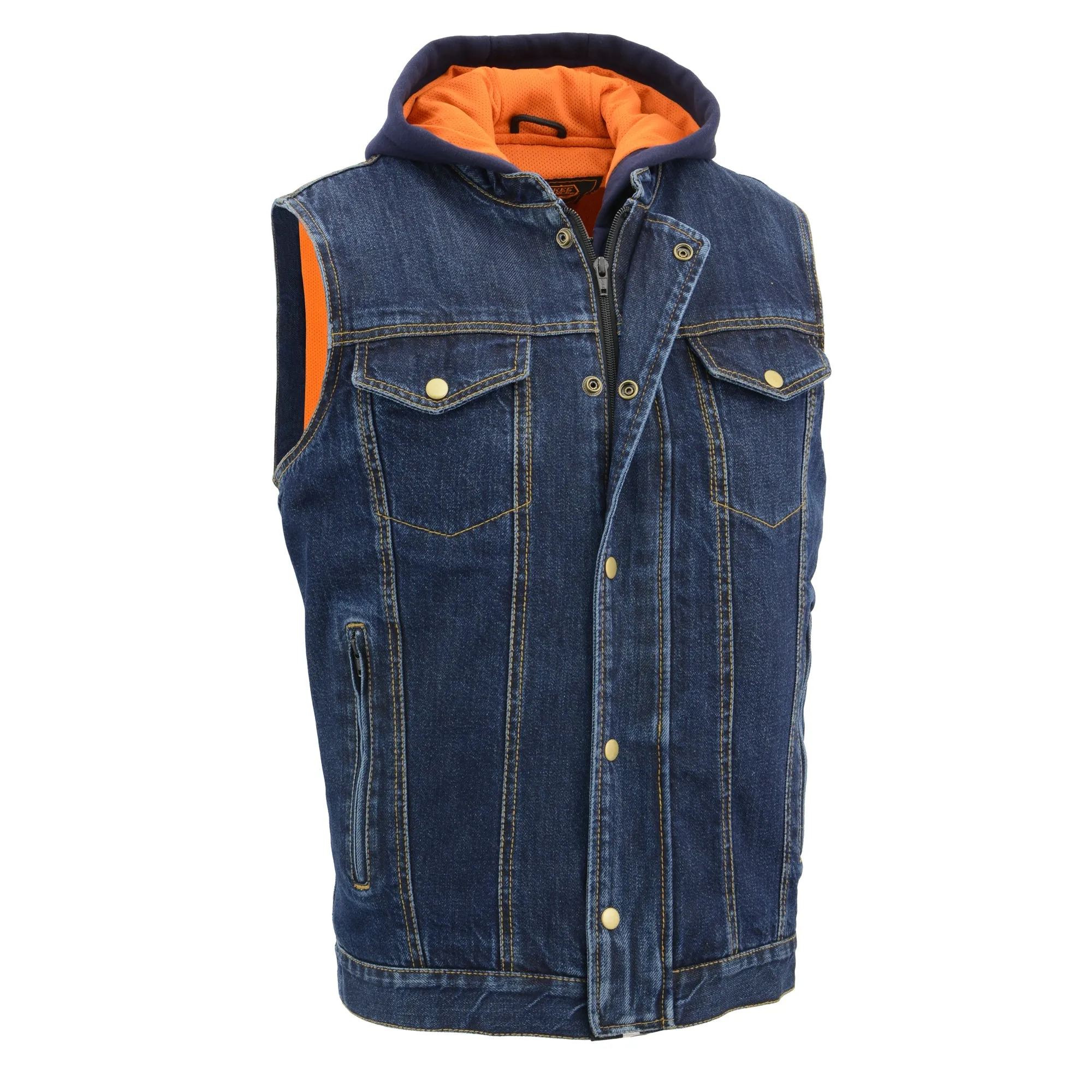 Mens Triple Option Club Style Vest with Fully Removable Hoodie Jacket