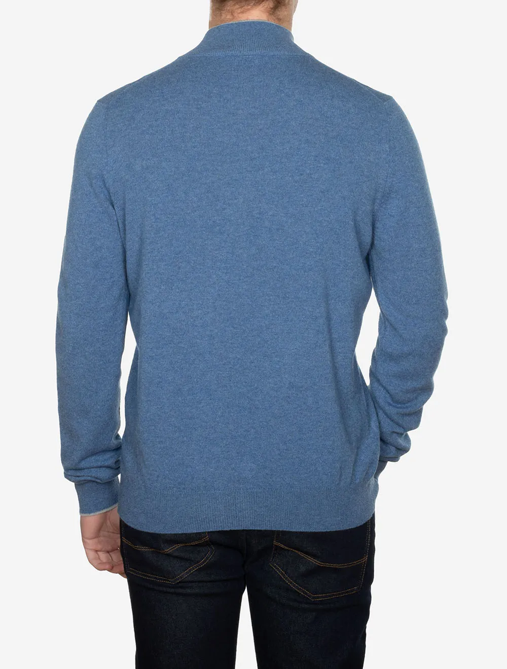 Mock Zip Alcantara Knitwear Blue