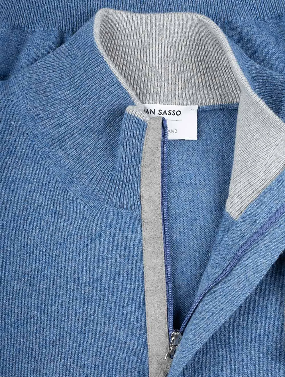 Mock Zip Alcantara Knitwear Blue