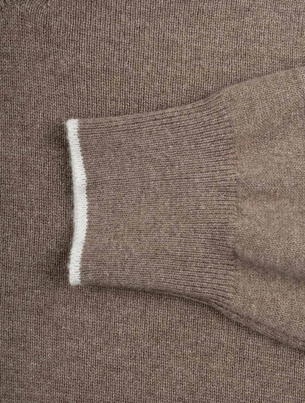 Mock Zip Alcantara Knitwear Brown