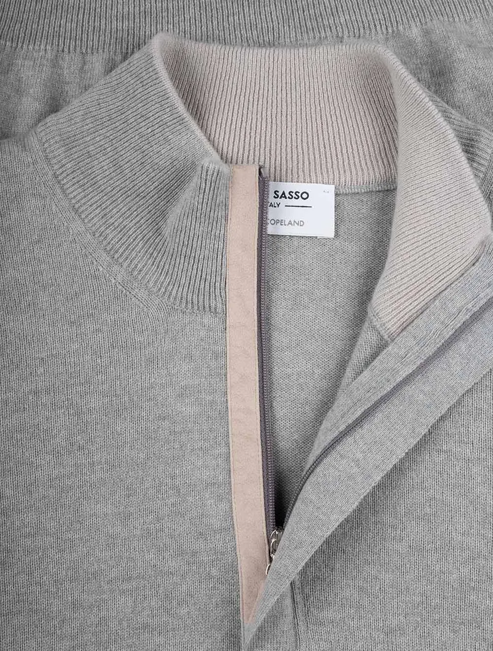 Mock Zip Alcantara Knitwear Grey