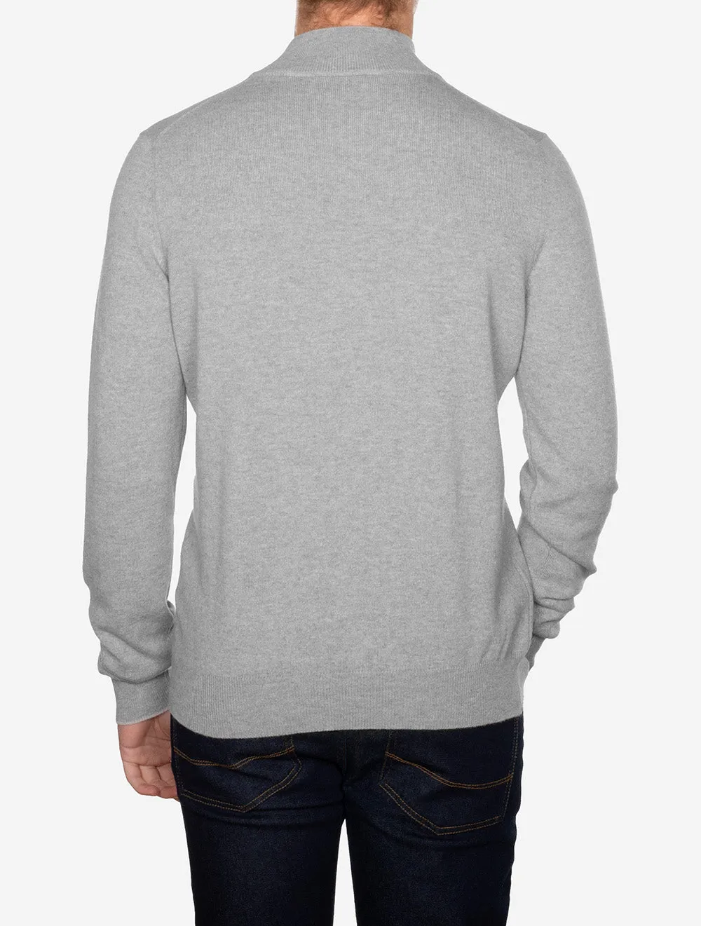 Mock Zip Alcantara Knitwear Grey