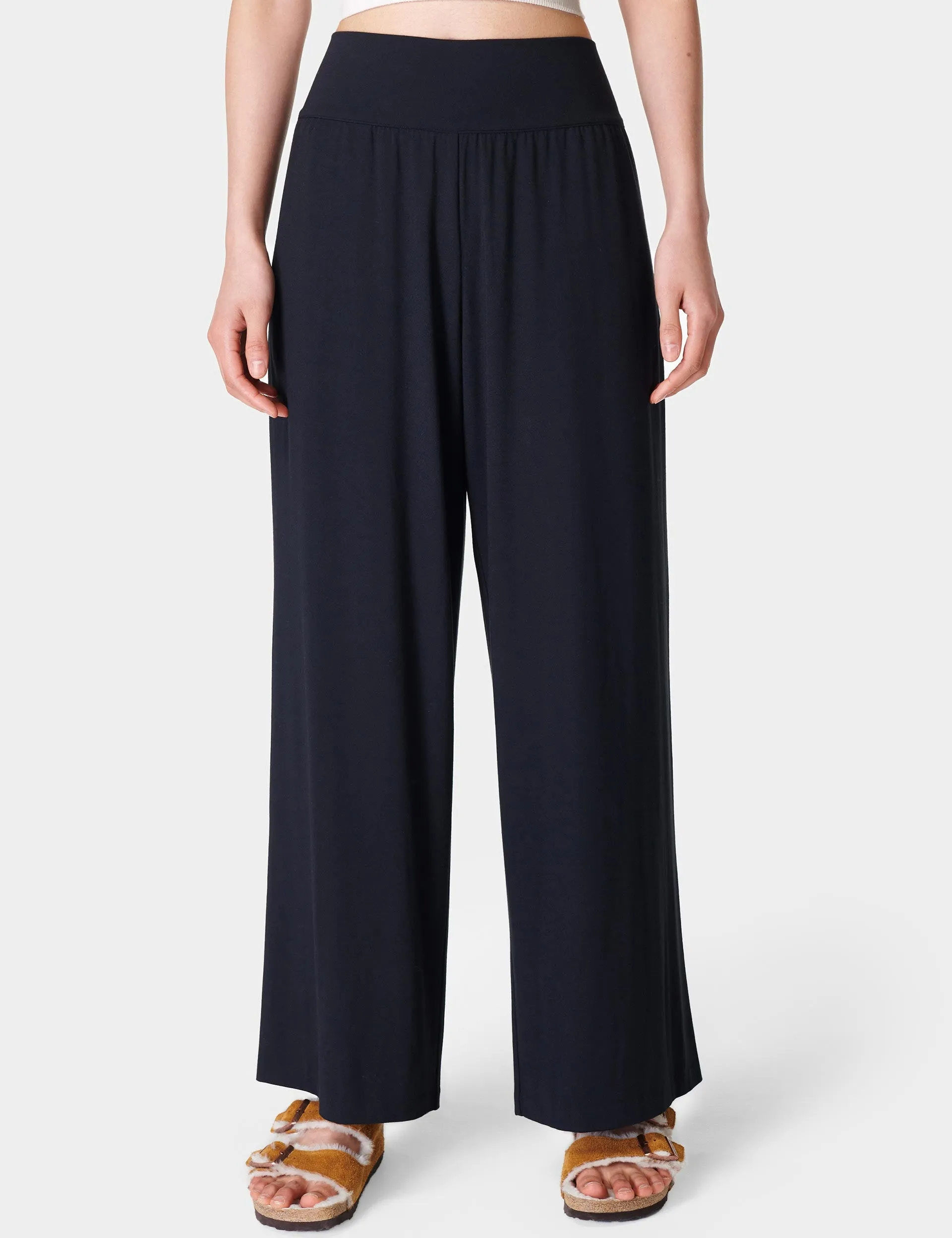 Modal Wide Leg Trousers - Black