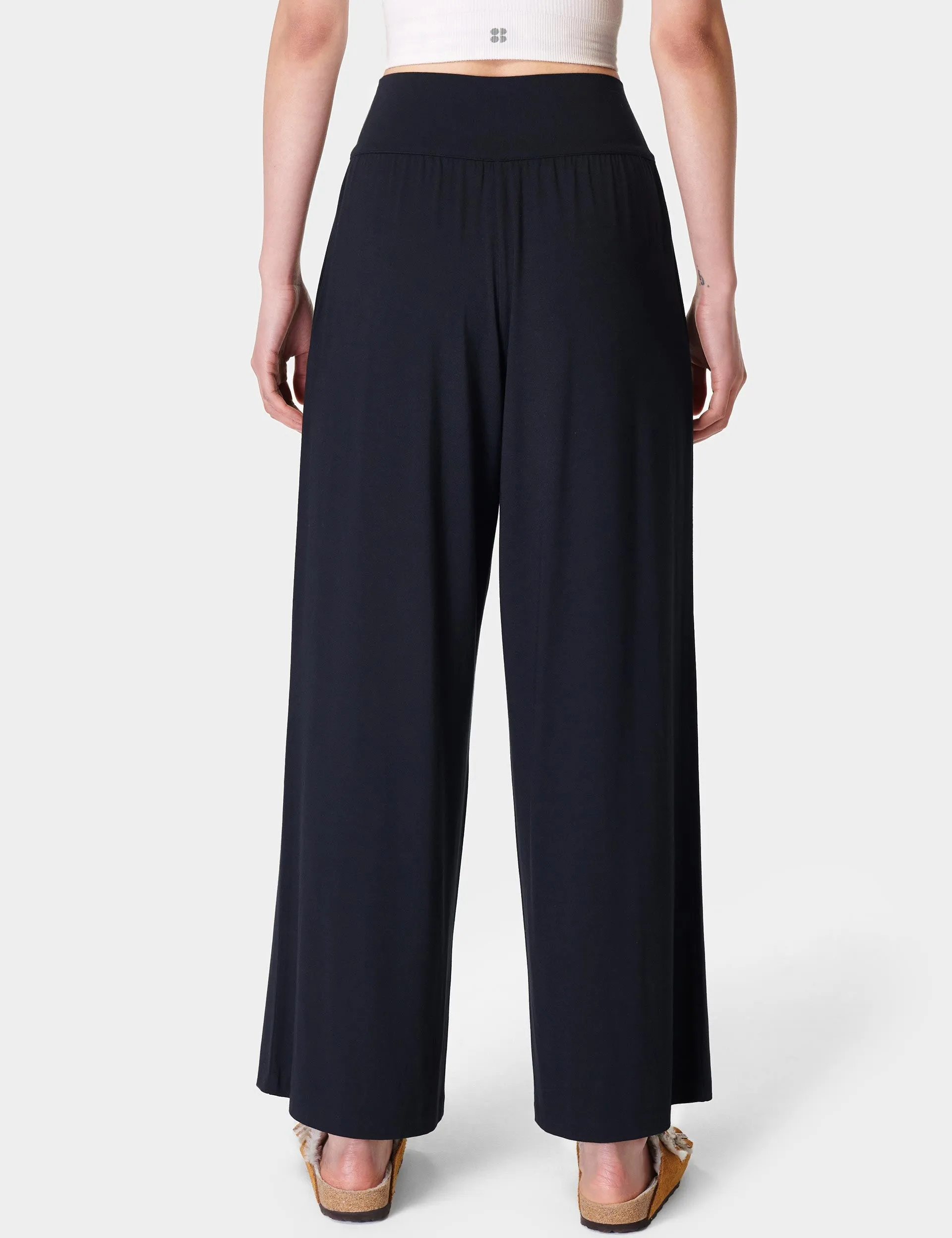 Modal Wide Leg Trousers - Black