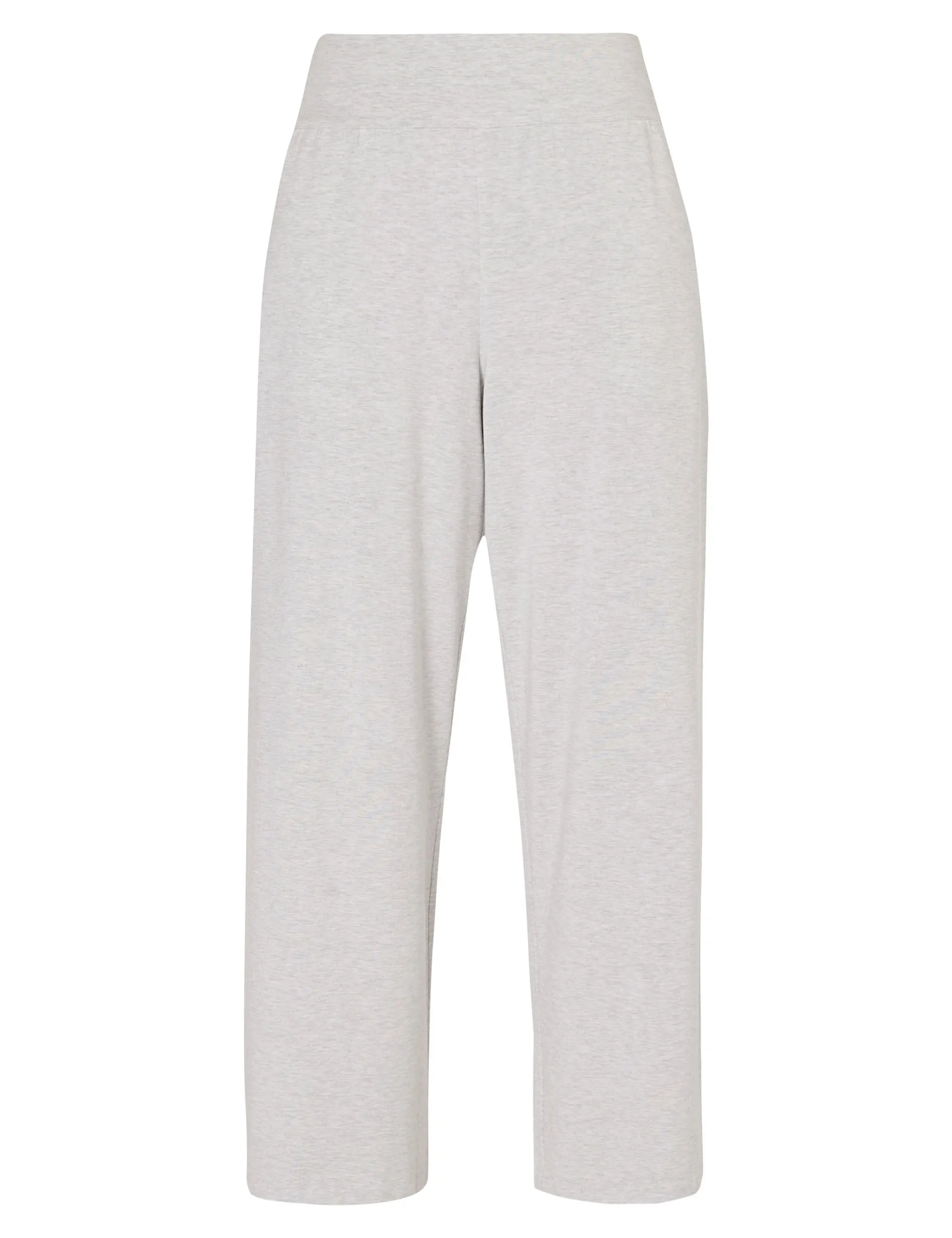 Modal Wide Leg Trousers - Light Grey Marl