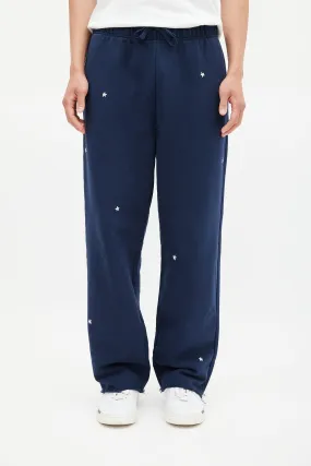 Navy & White Floral Sweatpants