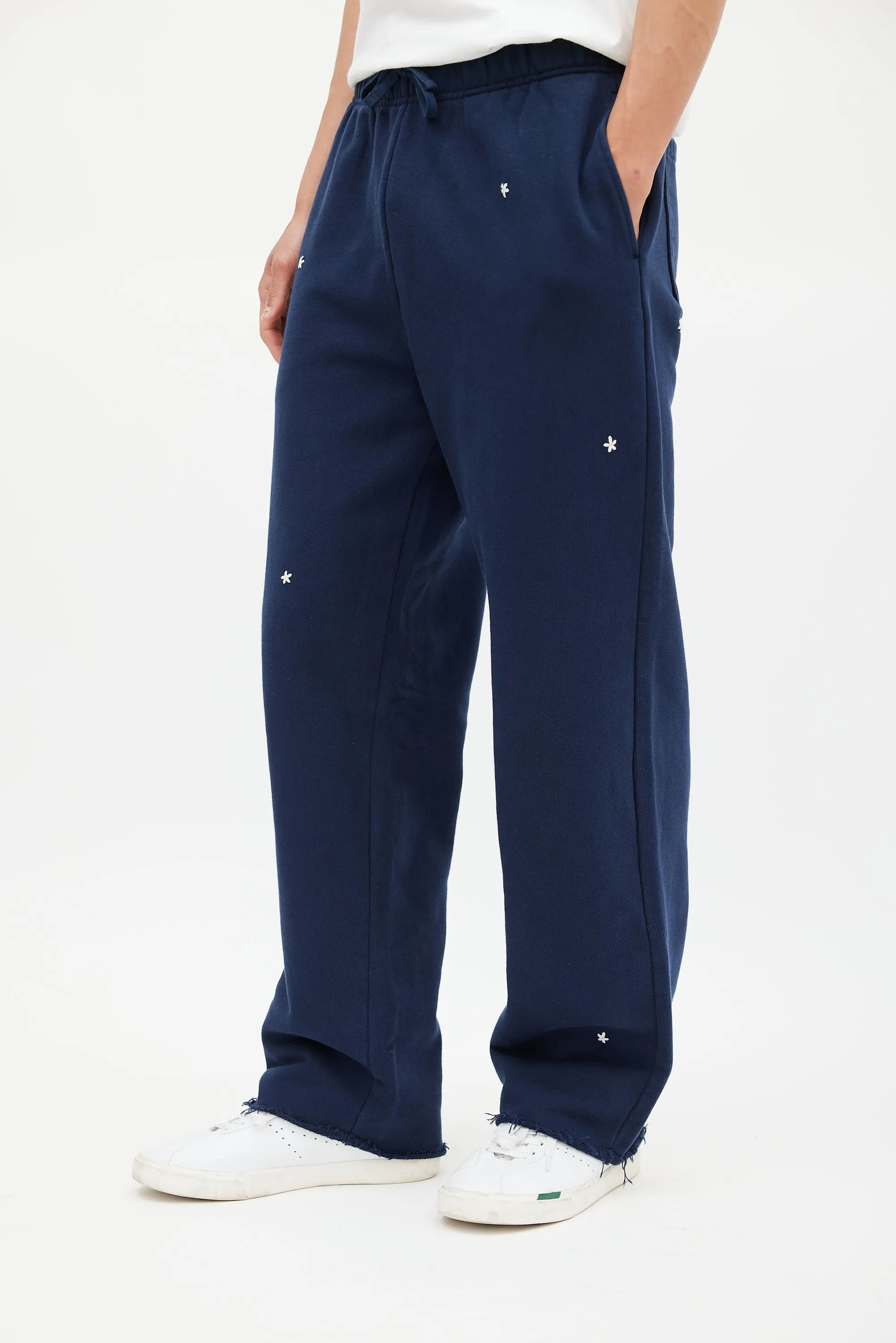 Navy & White Floral Sweatpants