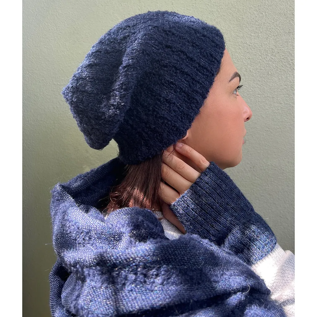 Navy Loop Knit Alpaca Beanie by SLATE   SALT