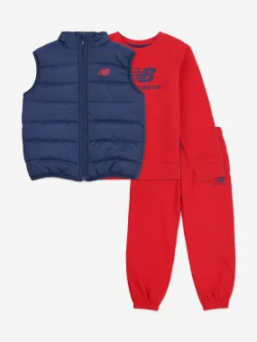 New Balance Baby Boys Tracksuit and Gilet Set in Red