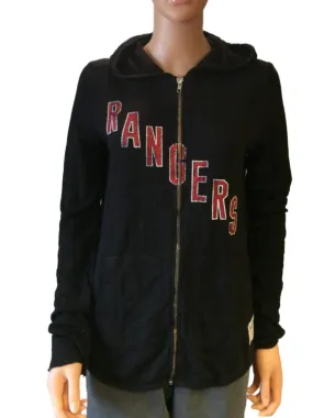 New York Rangers Retro Brand Women Black Quad Blend Full Zip Hoodie Jacket