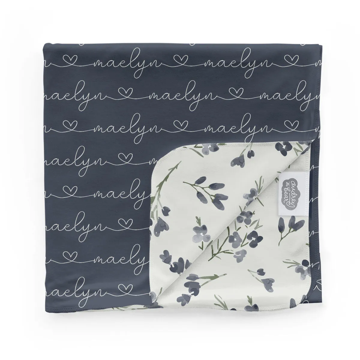 Personalized  Swaddle & Hat Set | Blueberry Blossoms