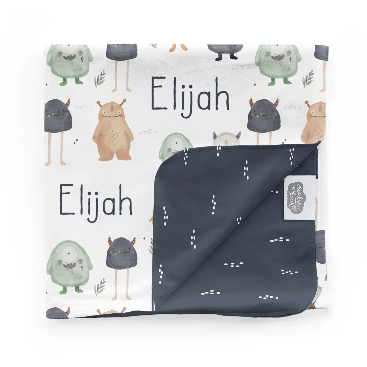 Personalized  Swaddle & Hat Set | Monster Mash