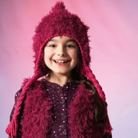 Red Heart Knit Furry Hat And Vest