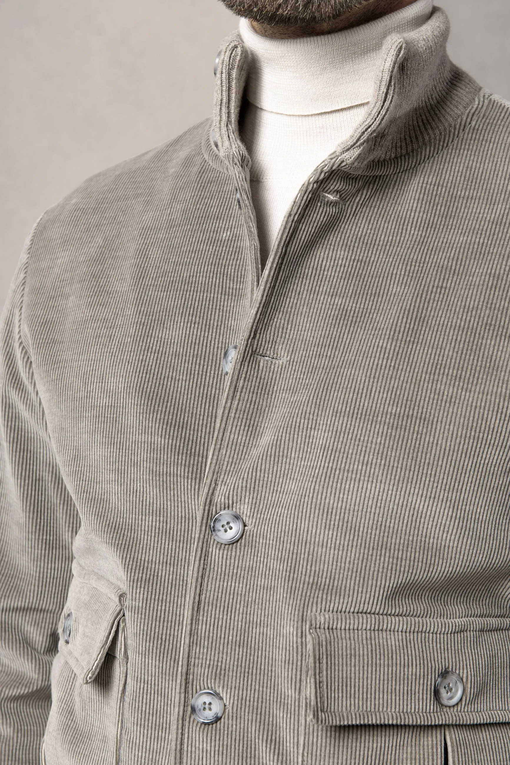 Sage corduroy bomber jacket – Made in Italy