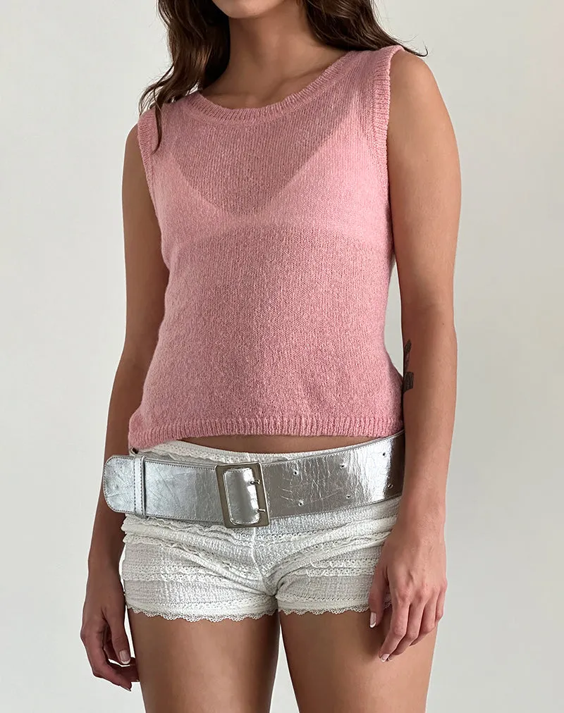 Salisha Tank Top in Pink Sheer Knit