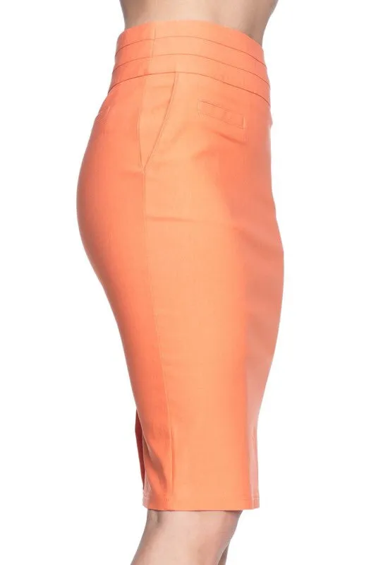 Salmon High Waist Pencil Skirt-FINAL SALE-NOT ELIGIBLE FOR EXCHANGE OR REFUND