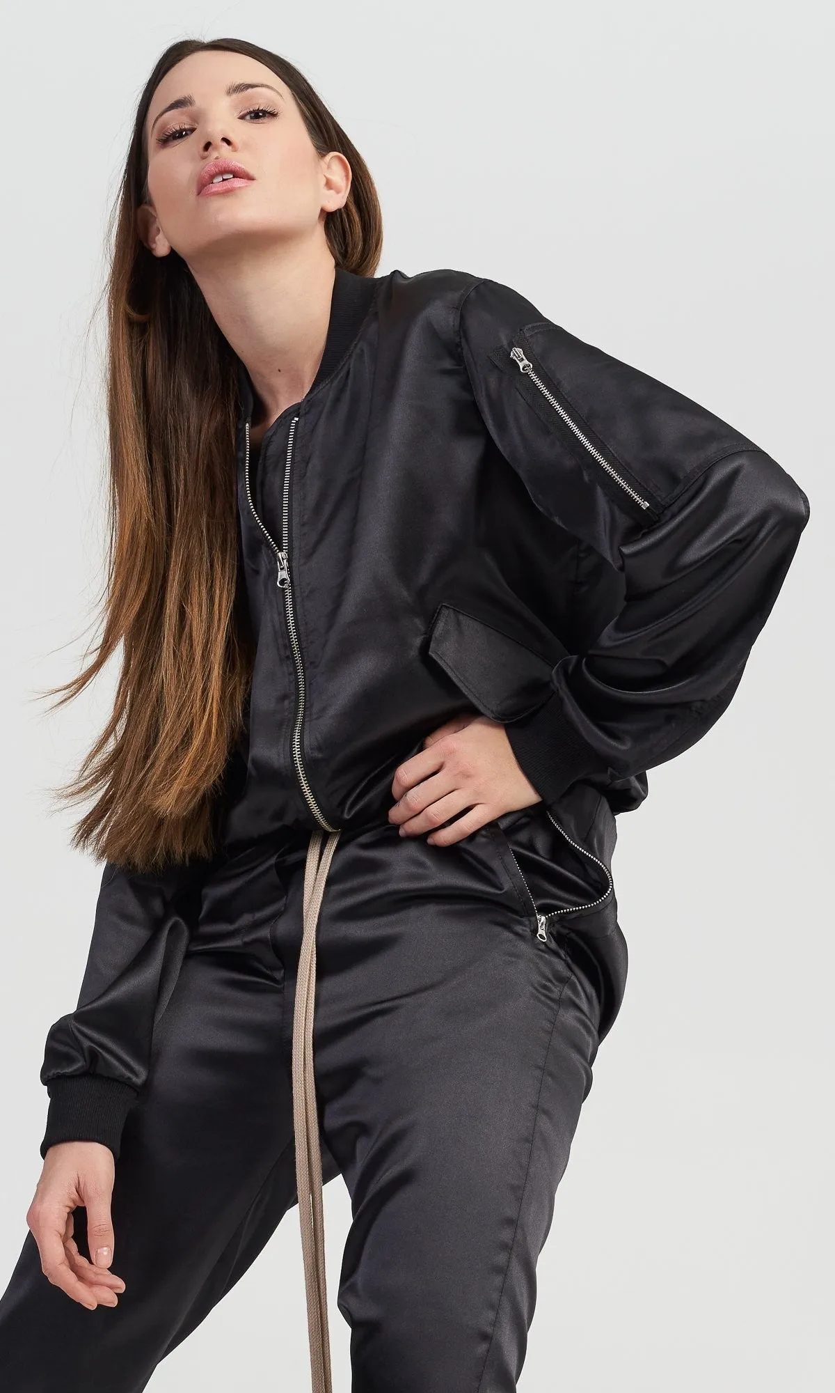 Satin Bomber Jacket and Pants Set